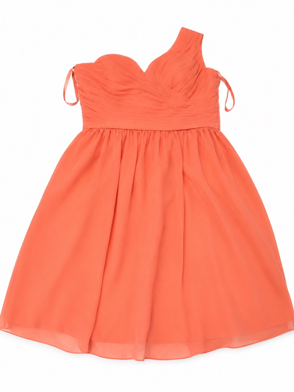 Mori Lee Madeline Gardner Coral One Shoulder Mini Dress 10 Bridesmaid Cocktail